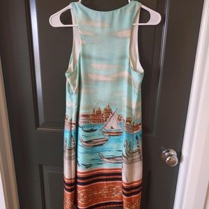Watercolor Beach Vibes Silk Midi Dress
